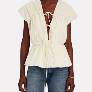TOVE Thea Pleated Organic Cotton Top size 42 (10) ivory